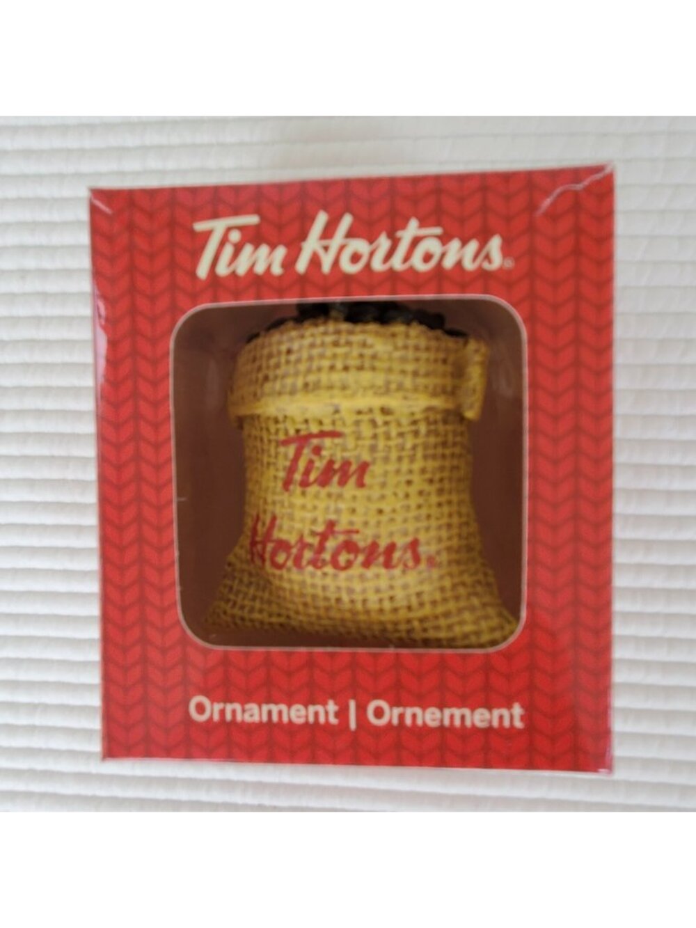Tim Hortons 2016 Coffee Beans Bag Christmas Ornament Warm Wishes
